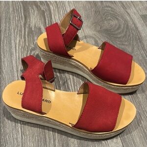 LUCKY BRAND Joodith Espadrille Red Sandals Sz 8